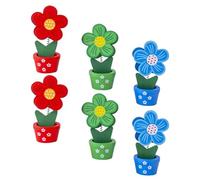 JEWEDECO Porte-cartes de Visite en Bois 6pcs Forme Fleur Décorative pour Bureau Maison Support Photo et Mémo Fonctionnel Couleur Aléatoire