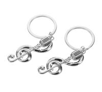 JEWEDECO Porte-clés en Alliage Argenté de Note de Musique et Microphone, Design Créatif et Compact, Présent Original pour Musiciens et Étudiants