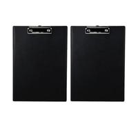 JEWEDECO Porte-papiers à Pince A4 2pcs en Plastique Noir Surface Lisse et Coins Arrondis, Tablette Écriture Portable pour Bureau et Maison