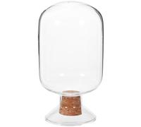 JEWEDECO Pot D'allumettes en Verre Transparent Bouchon en Bois, Capacité 250 ML, Design Créatif et Délicat, pour L'exposition Rangement D'œuvres d'art Petites