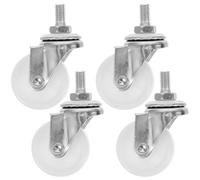 JEWEDECO Roulettes Pivotantes 4 Pièces 3,8 CM Tige M8 en PP Blanc, Roues Résistantes pour Chariot de Jardin et Petit Électroménager