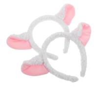JEWEDECO Serrage-tête Léger et Portable Oreilles D'agneau Mignonnes en Peluche Blanche 2 Pièces Accessoires de Costume Animal pour Cosplay et Séances Photo pour Garçon et Filles