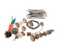 JEWEDECO Set de Jouets à Mâcher Bois Naturel pour Hamster Chinchilla Lapin Cochon Accessoires Cage Durables sans Odeur pour Soin Dentaire et Comportement Adapté