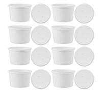 JEWEDECO Sets de Gobelets à Crème Glacée en Papier Blanc Lot de 20 de 8 Oz Couvercle, Surface Lisse, pour Desserts et Glaces à Emporter