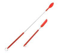 JEWEDECO Spatule en Silicone Rouge Lot de 2 Set de Mini Spatules Multifonctionnelles Manche Extensible, Racloir à Confiture et Cuillère Cosmétique Portable, Ustensile Cuisine et Pâtisserie