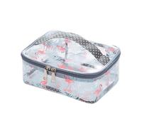 JEWEDECO Trousse de Toilette Flamingo en PVC Imperméable avec Poignée, Grosse Capacité Carrée, Facile D'accès, pour Voyage et Rangement de Cosmétiques