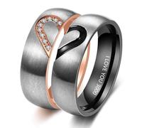 Jeweidea Bagues Personnalisé Couple avec Noms Gravés et Pierres de Naissance 2Pcs Bagues de Promesse de Mariage pour Femme et Homme Cadeaux pour Saint-Valentin, Anniversaire (E)