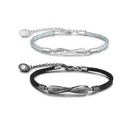 Jeweidea Bracelet Couple Personnalisé avec Prenom Bracelet Aimant Gravé pour Femme Homme Bracelet Tressé Réglable Longue Distance Infini Cadeaux de Saint Valentin Cadeaux de Noël