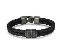 Jeweidea Bracelet Cuir Homme Personnalisé avec Prénom Homme Bracelet en Cuir Gravé Bracelet Homme Acier Tressé Noir Bijoux Homme Cadeau Fête des Pères Anniversaire Idée Cadeau Homme