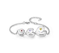 Jeweidea Bracelet Femme avec Gravure Noms Pendentif Coeur Personnalisé Bracelet Argent pour Maman Petite Amie Bracelet Amitié Cadeau pour Anniversaire Fête des Mères Noel