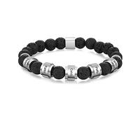 Jeweidea Bracelet Homme Personnalisé Bracelet Pierre Naturelle avec Pierre de Lave Bracelet Prenom Enfant Perle Homme Bracelet Homme avec Gravure Bijoux Homme Cadeau Fête des Pères Anniversaire