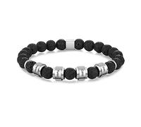 Jeweidea Bracelet Homme Personnalisé Bracelet Pierre Naturelle avec Pierre de Lave Bracelet Prenom Enfant Perle Homme Bracelet Homme avec Gravure Bijoux Homme Cadeau Fête des Pères Anniversaire