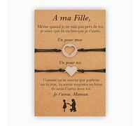 Jeweidea Bracelet Mère Fille d'Amitié pour 2 - Meilleure Amie, Retour à École, Coeur Dinosaure - Cadeau Maman, Bijoux en Commun pour Enfant