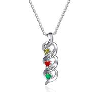 Jeweidea Collier en Argent Sterling 925 pour Femme Gravure Personnalisée Prénoms Collier avec Pendentif Pierres de Naissance Collier Infini avec Famille Enfants Noms pour Maman Fille Noël