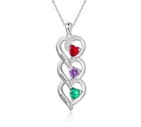 Jeweidea Collier Prénom Personnalisé pour Femme - Collier Infini pour Femme avec Gravure Noms Enfant Pierres de Naissance Collier Pendentif pour Maman Grand-mère Cadeaux de Fête des Mères (A-Noms 3)