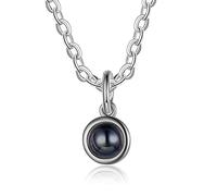 Jeweidea Collier Projection photo Personnalisé Argent Photo Pendentif Femme Collier avec Photo Dedans Bijoux pour Maman Petite Amie Bff Cadeaux pour Elle Je t'aime Collier (Noir)