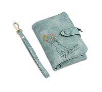 Jeweidea Porte Monnaie Femme Personnalisé avec Fleur et Noms Gravés Portefeuille pour Femme avec Compartiment pour Porte Carte Monnaie Cadeau Maman Cadeaux Fête des Mères Cadeaux Personnalisés (Vert)