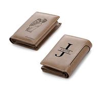 Jeweidea Portefeuille en Cuir avec Nom Alphabet Gravé pour Homme Portefeuille à Deux Volets avec Lettre Personnalisée avec Porte-Cartes RFID pour Mari, Père, Petit Ami pour Anniversaire de Noël