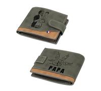 Jeweidea Portefeuille Personnalisé en Cuir PU pour Homme Portefeuille Papa avec Photo Noms Portefeuille et Porte-Cartes Identité pour Papa Père Mari Cadeaux de Fête des pères Cadeau Papa (Gris-4 nom)