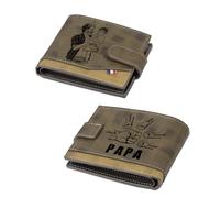 Jeweidea Portefeuille Personnalisé en Cuir PU pour Homme Portefeuille Papa avec Photo Noms Portefeuille et Porte-Cartes Identité pour Papa Père Mari Cadeaux de Fête des pères Cadeau Papa (Brun-5 nom)