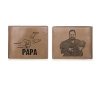 Jeweidea Portefeuille Personnalisé Homme Photo Portefeuille Homme Cuir Portefeuille Prénom Gravé Porte Carte Bancaire pour Papa Mari Cadeau Fête des Pères Cadeau Personnalisé