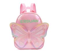 Jeweidea Sac à Dos Enfant Personnalisés avec Prénom Cartable Maternelle Primaire Fille Garçons avec Papillon Ours Sac école Maternelle pour Filles Garçons (2Rose)