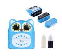 Jeweidea Tampon Vetement Enfant Tampon Double Personnalisé avec Encre Noire et Blanche Tampon Textile Imperméable pour Enfants Tampon Étiquette Textile avec Prénom pour Enfant (Bleu-Encre)