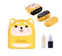 Jeweidea Tampon Vetement Enfant Tampon Double Personnalisé avec Encre Noire et Blanche Tampon Textile Imperméable pour Enfants Tampon Étiquette Textile avec Prénom pour Enfant (Jaune-Encre)