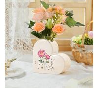 Jeweidea Vase en Céramique Personnalisé Gravé avec Nom et Fleur de Naissance Vase Blanc de Cœur Cadeau pour Maman, Mamie, Fête des Mères, Fête des Grands-mères (A)