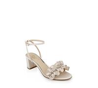 Jewel Badgley Mischka Femme Desirie Ruffle Block Heel Sandal Talon, Champagne, 39.5 EU