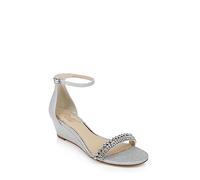 Jewel Badgley Mischka Sandales compensées Lora pour femme, paillettes argentées, 40.5 EU