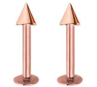 JEWEL BARREL Lot de 2 piercings pour lèvre, labret, hélix, tragus, méduse 6 mm, 8 mm, 10 mm, 12 mm de long avec paire de cônes de 3 mm, Acier chirurgical 316L