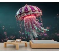 Jewel Meduse Wallpapers Fantasy Marine Life Pattern Wallpaper Pink Purple Gradient Wallpaper Murals for Kids Bedroom Living Art Peintures murales 450 x 300 cm