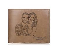 Jewel Portefeuille Photo Cuir Personnalisé pour Homme avec Texte Date Cartes Gravées Portefeuille pour Famille Ami Fils Cadeau pour la Saint-Valentin Fête des Pères (Portefeuilles 2)