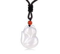 JewelBeauty Collier en obsidienne noire renard - Pierre précieuse de guérison - Amulette porte-bonheur - Collier de protection pour homme et femme, Acier inoxydable