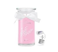 JewelCandle Cherry Blossom| Grand pot blanc bougie parfumée (Fleur de cerisier) avec Collier en argent 925 | 90-120 Hrs temps de combustion | 1020g | Parfait cadeau pour elle