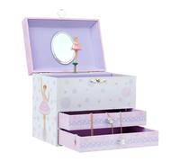 Jewelkeeper - Boîte à Bijoux Musicale, Ballerine Rose et Blanche, avec 2 Tiroirs de Rangement - Mélodie Le Lac des Cygnes