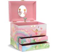 Jewelkeeper - Boîte à Musique de Rangement de Bijoux pour Fille, Danseuse Ballerine et Arc-en-Ciel, avec 2 Tiroirs de Rangement - Mélodie Le Lac des Cygnes