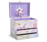 Jewelkeeper - Boîte à Musique de Rangement de Bijoux pour Fille, Licorne À Paillettes, avec 2 Tiroirs de Rangement - Mélodie Le The Beautiful Dreamer