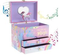 Jewelkeeper - Boîte à Musique pour Filles avec 2 Tiroirs de Rangement, Licorne Barbe à Papa - Mélodie Beautiful Dreamer