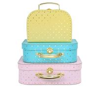 Jewelkeeper - Valises en carton, lot de 3 - Boîtes cadeaux emboîtables pour jouets, anniversaires, mariages, Noël, crèche, bureau, décoration, affichages, photos - Modèle à pois dorés