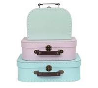 Jewelkeeper - Valises en Carton, Lot de 3 - Boîtes Cadeaux emboîtables pour Jouets, Anniversaires, Mariages, Noël, crèche, Bureau, décoration, affichages, Photos - Modèle Pastel rétro