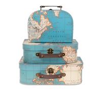 Jewelkeeper - Valises en Carton, Lot de 3 - Boîtes Cadeaux emboîtables pour Jouets, Anniversaires, Mariages, Noël, crèche, Bureau, décoration, affichages, Photos - Modèle Carte du Monde