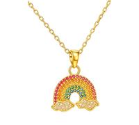Jewellbox Collier coloré et étincelant en or et argent avec inscription « Rainbow Hope » - Cadeau pour filles et femmes, Acier inoxydable