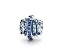 Jewellbox Espaceur Bleu Zircon Melody Charm - Charms Femme pour Bracelet Argent Sterling S925 Anniversaire Saint-Valentin Noël Cadeau pour elle, Argent sterling Argent