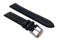 Jewellers Tools Bracelet de montre en cuir de veau huileux véritable avec boucle en acier inoxydable Noir 20 mm
