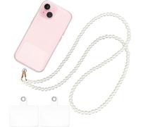 Jewellery Mobile Phone Cord With 2 Universal Patches,Portable Phone Strap In Beads,Portable Phone Strap For All Smartphones,Such As Iphone Samsung,White,20 Count ( Pack Of 4)