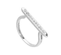 jewellerybox Bague à Barre en Argent 925/1000 et Oxydes de Zirconium - Taille 55