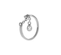 jewellerybox Bague Ajustable Chainette Goutte en Argent 925/1000 et Oxyde de Zirconium