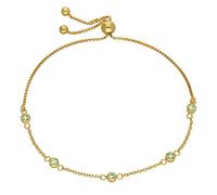 jewellerybox Bracelet réglable en argent sterling plaqué or et péridot CZ